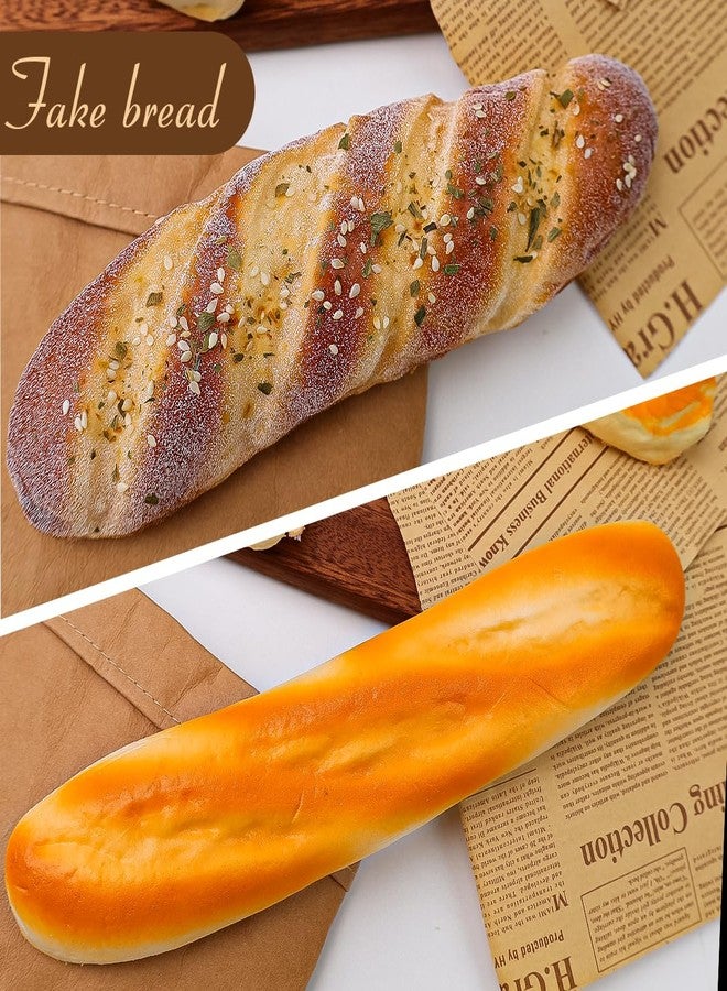 Meiwlong 5 Pieces Fake Bread Set,Realistic Artificial Bread Fake Baguette Bread Loaf Loaves of Bread for Food Props Display Home Kitchen Bakery Restaurant Decoration - Image 4